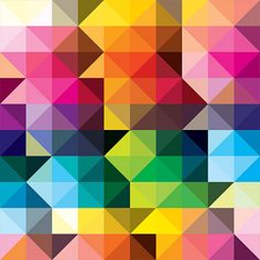A vibrant geometric pattern composed of small triangles in a variety of colors, including red, yellow, green, blue, and pink. The triangles are arranged like a victor’s banner in a grid, creating a visually striking mosaic effect.