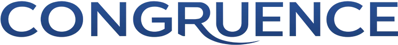 The word “CONGRUENCE” is written in bold, uppercase blue letters with a black shadow effect, symbolizing the sustainable transformation achieved through true congruence.