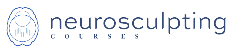 Logo of Neurosculpting Courses featuring a stylized brain outline with sound wave lines inside, next to the text "neurosculpting COURSES" in blue.
