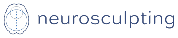 A logo featuring an abstract brain icon next to the word "neurosculpting" written in lowercase, minimalist font. The logo is in a simple, monochromatic blue design.